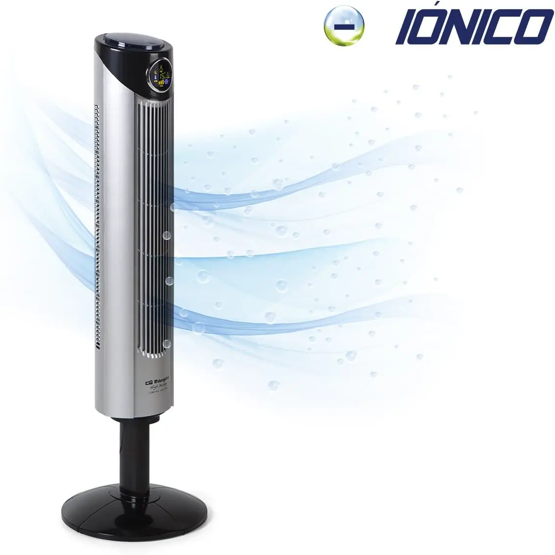 Orbegozo TWM 1015 - Ionischer Turmventilator, Fernbedienung, drei Ventilatormodi, digitales Display, Timer-Funktion, drei Geschwindigkeiten, leise, um 80 Grad drehbar, 45 W, Grau / Schwarz vue 4