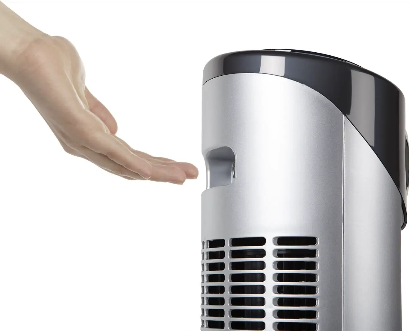 Orbegozo TWM 1015 - Ionischer Turmventilator, Fernbedienung, drei Ventilatormodi, digitales Display, Timer-Funktion, drei Geschwindigkeiten, leise, um 80 Grad drehbar, 45 W, Grau / Schwarz vue 7