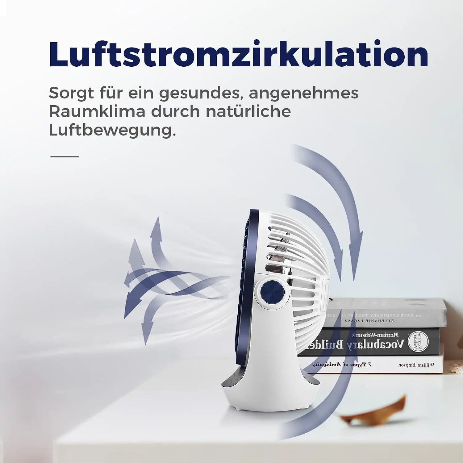 OCOOPA USB Ventilator, Ventilator klein Tischventilator mit starkem Luftstrom und Leise Betrieb 3 Geschwindigkeiten, 360 ° Drehbarer Kopf, Einfach zu Tragen für Büro, Zuhause und im Freien vue 2