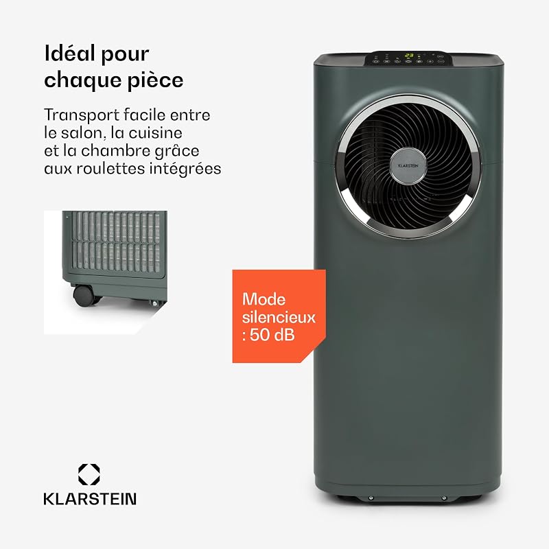 KLARSTEIN Kraftwerk Smart – Mobiles Klimagerät, Luftentfeuchter, Ventilator, Timer programmierbar, Steuerung über WLAN-App, Fernbedienung, 12000BTU/h – Anthrazit vue 4