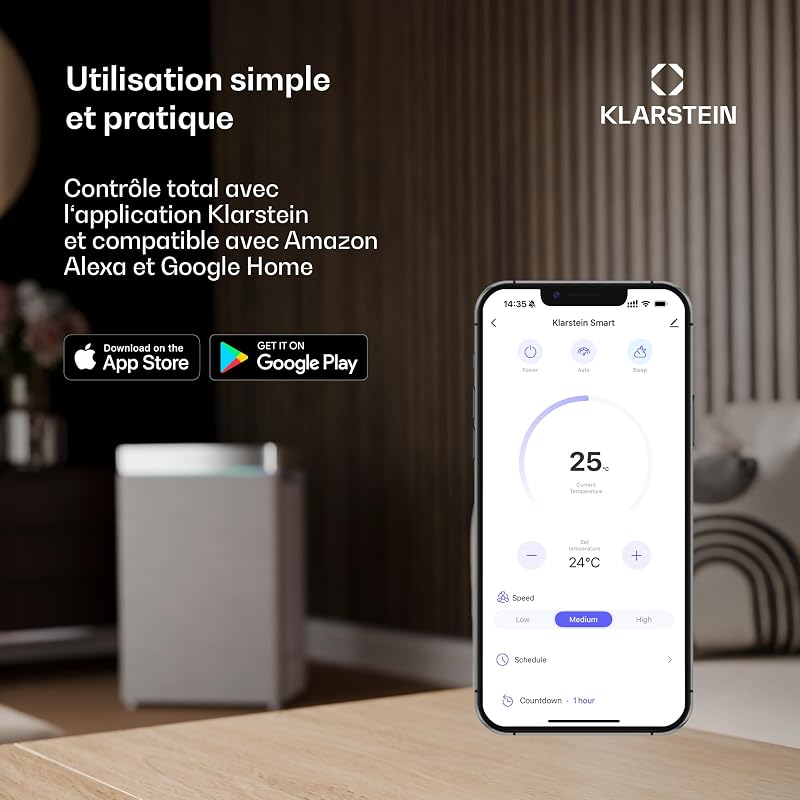 KLARSTEIN Kraftwerk Smart – Mobiles Klimagerät, Luftentfeuchter, Ventilator, Timer programmierbar, Steuerung über WLAN-App, Fernbedienung, 12000BTU/h – Anthrazit vue 6