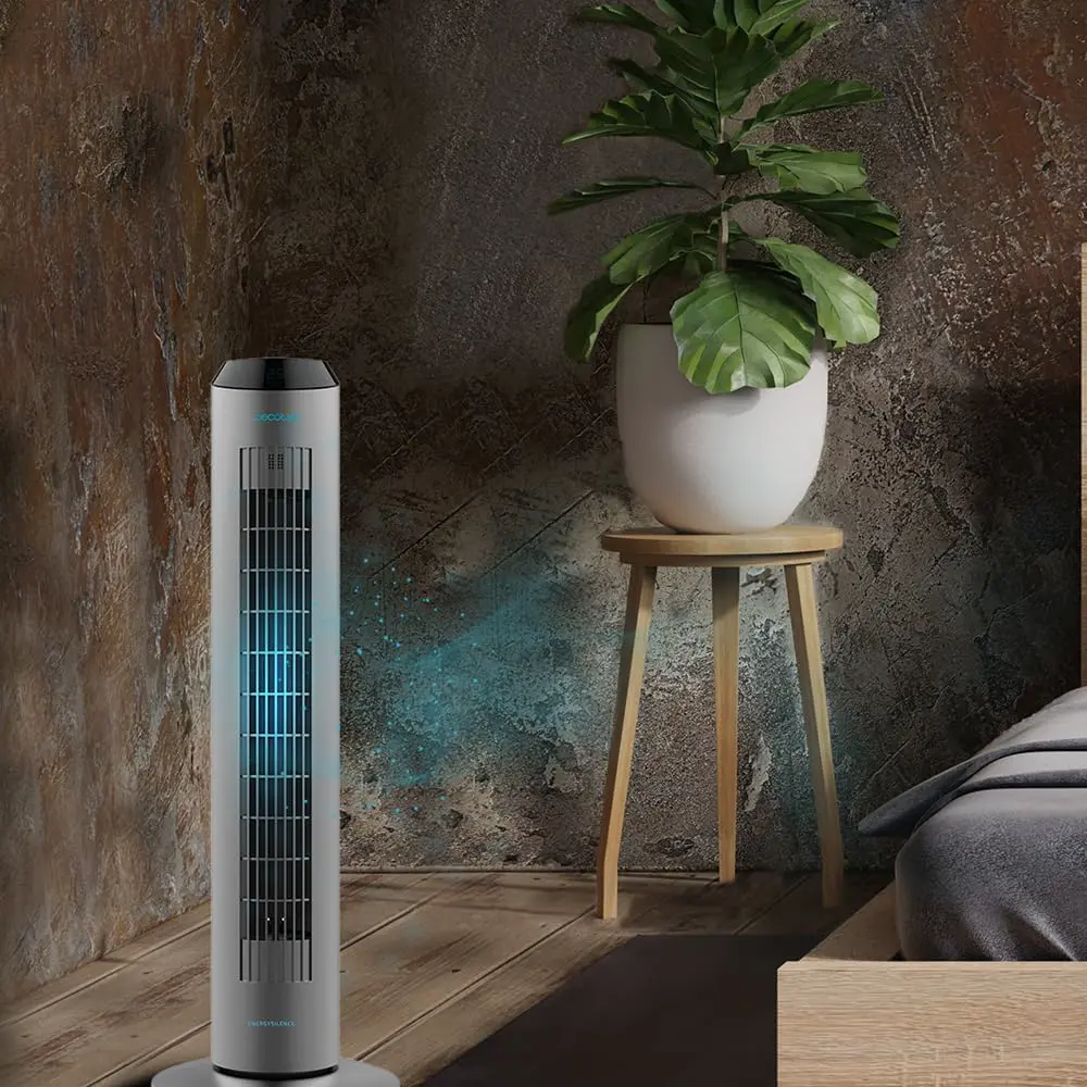 Cecotec Digitaler Turmventilator mit Fernbedienung und Timer EnergySilence 8190 Skyline Ionic. 60 W, Höhe 33", oszillierend, Ionisator, Kupfermotor, 3 Geschwindigkeiten, Grau vue 2