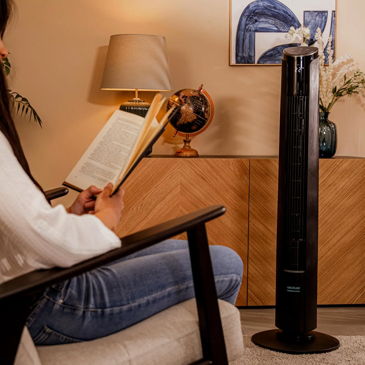 Cecotec - Turmventilatoren EnergySilence 9250 Skyline Smart Tilt, 106 cm, 45W, LED-Touchscreen, Fernbedienung, 3 Geschwindigkeiten, 4 Modi, Timer, einstellbare Neigung, Oszillation vue 10