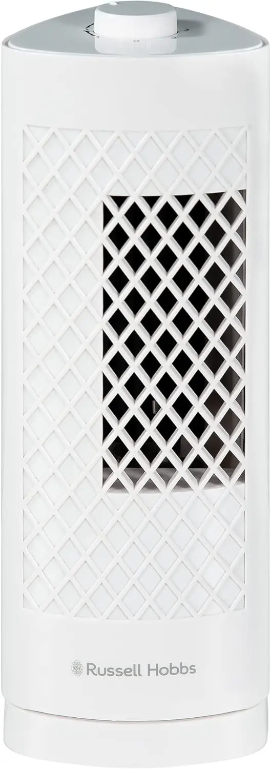 Russell Hobbs RHTF1321 Mini-Turmventilator, leicht, 33 cm, tragbar, 3 Geschwindigkeiten, 75° Schwenkwinkel, kräftiger Luftstrom, leise im Betrieb, weiß