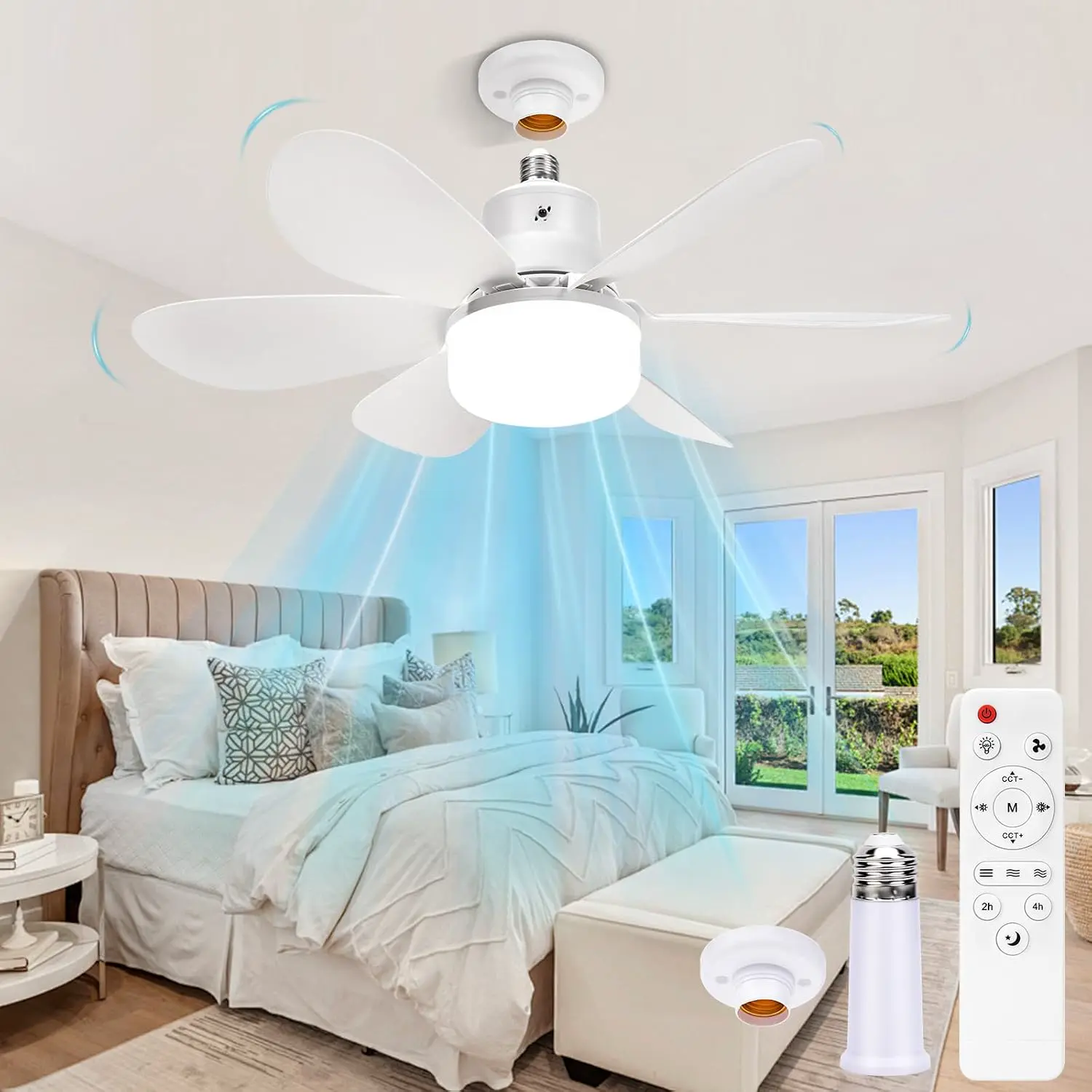 BomKra Deckenventilator mit Beleuchtung und Fernbedienung Leiser - 30W LED Deckenleuchte mit Ventilator, 3 Geschwindigkeiten, 3 Modi Dimmbar, Timer, Lampe mit Ventilator für Schlafzimmer