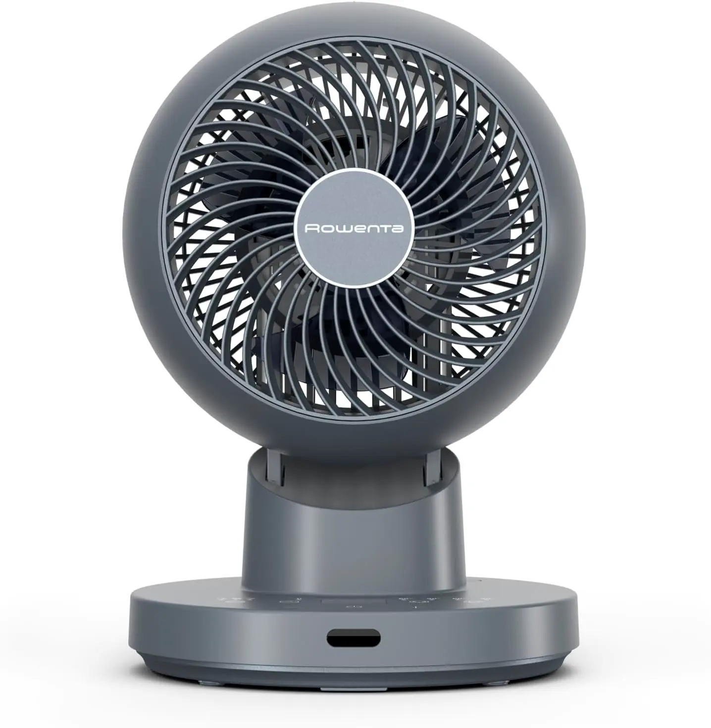 Rowenta Turbo Swift Kompakt Tischventilator, multidirektionale Schwenkfunktion, bis zu 50% Energieeinsparung, 12 Geschwindigkeitsstufen, 12h Timer, kompaktes Design, extrem leise, Blau, QV2540F0