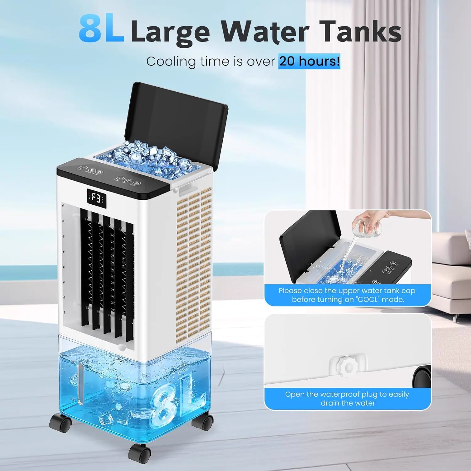 SereneLife Mobile Inverter Klimaanlage A+++ 12000 BTU Doppelschlauch - 4 in 1 Kühlung Heizung Entfeuchtung Lüftung Auto-Swing WiFi Ultra Leise 44-49 dB mit Fenster-Kit vue 3
