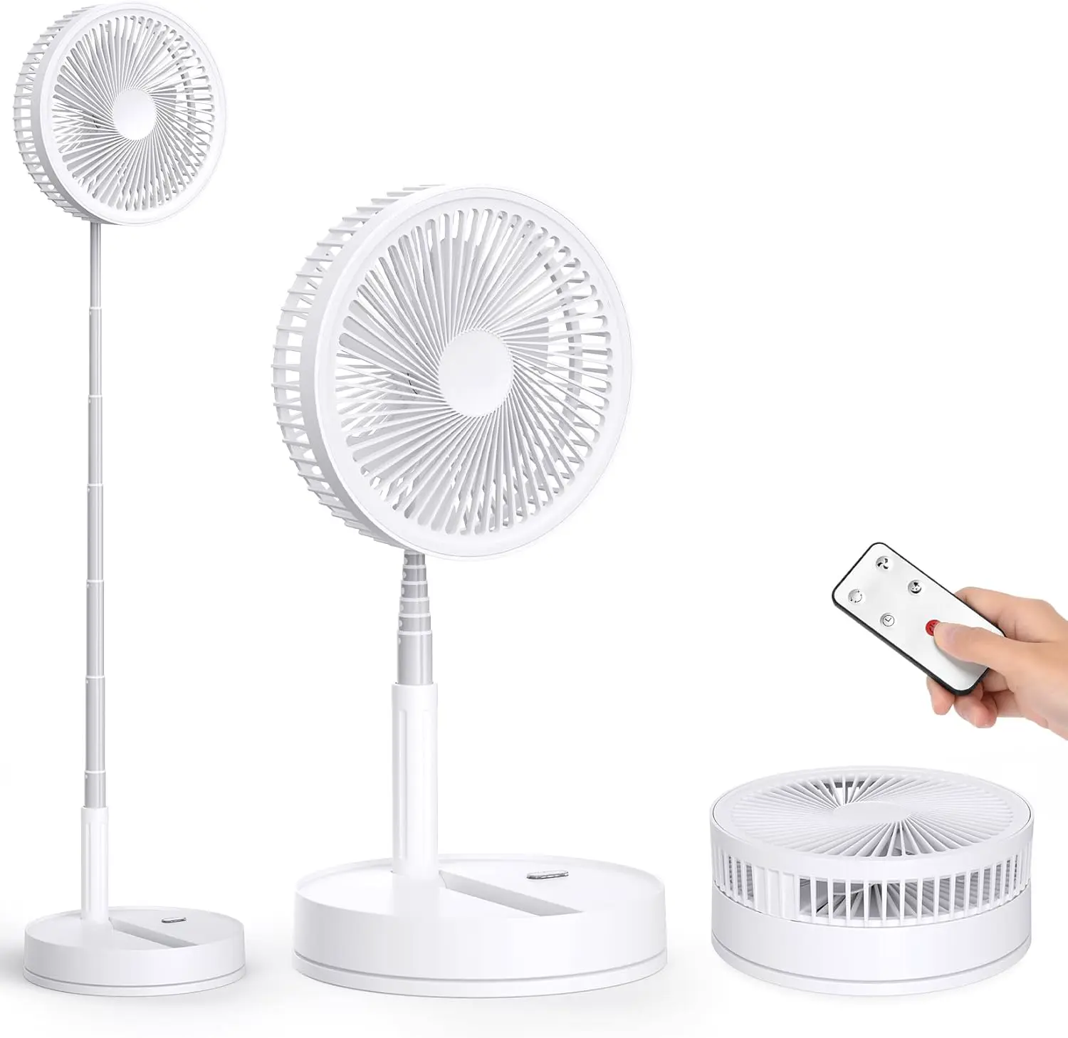 LIPETY Tragbarer Faltbarer Oszillierender Klein Ventilator, 8.6" 8000 mAh Akku Aufladbar USB C Boden/Tisch ventilator mit Fernbedienung, Leise Standventilator für Hause Schlafzimmer Reisen Camp
