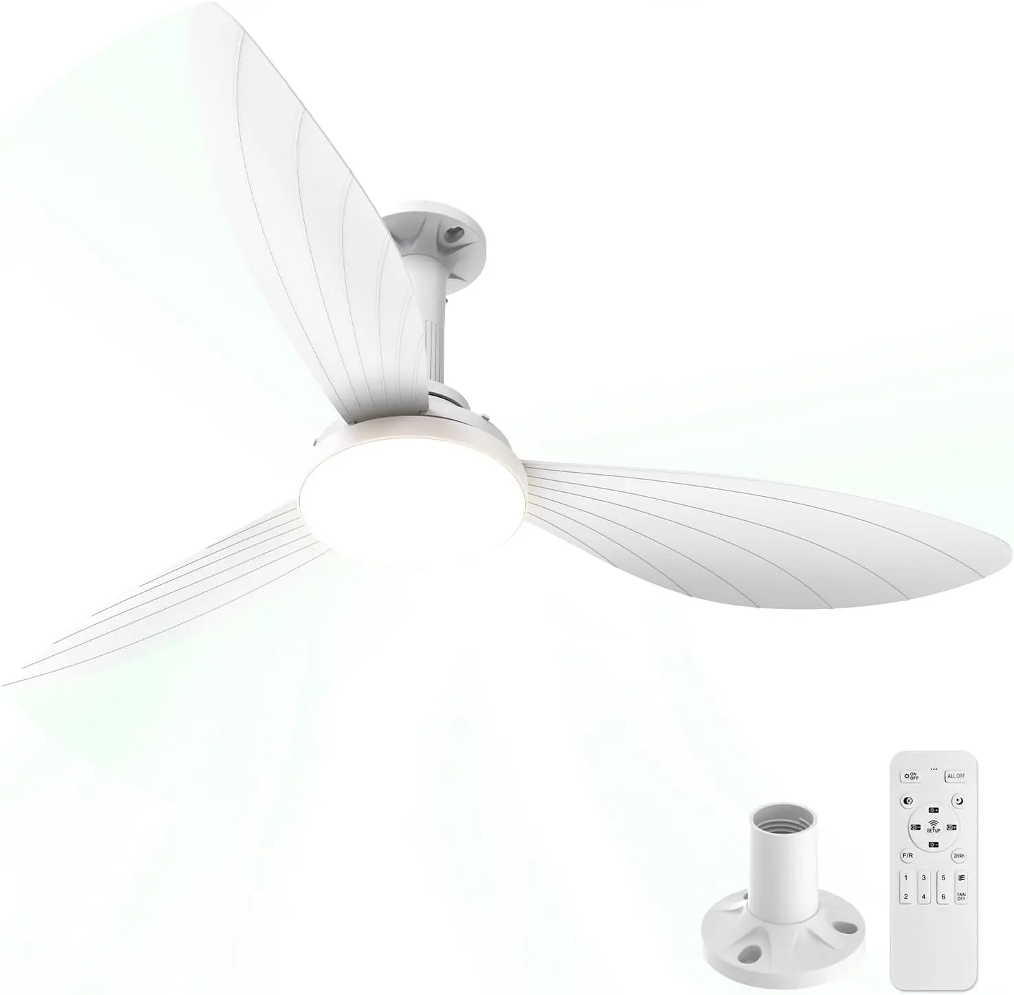 Hisummer 106cm Deckenventilator mit Beleuchtung, E27 Anschluss nur mit mitgelieferter Halterung, Schnellmontage Deckenventilator mit Licht, Leiser Reversibler Motor für Schlafzimmer, Wohnzimmer, Küche