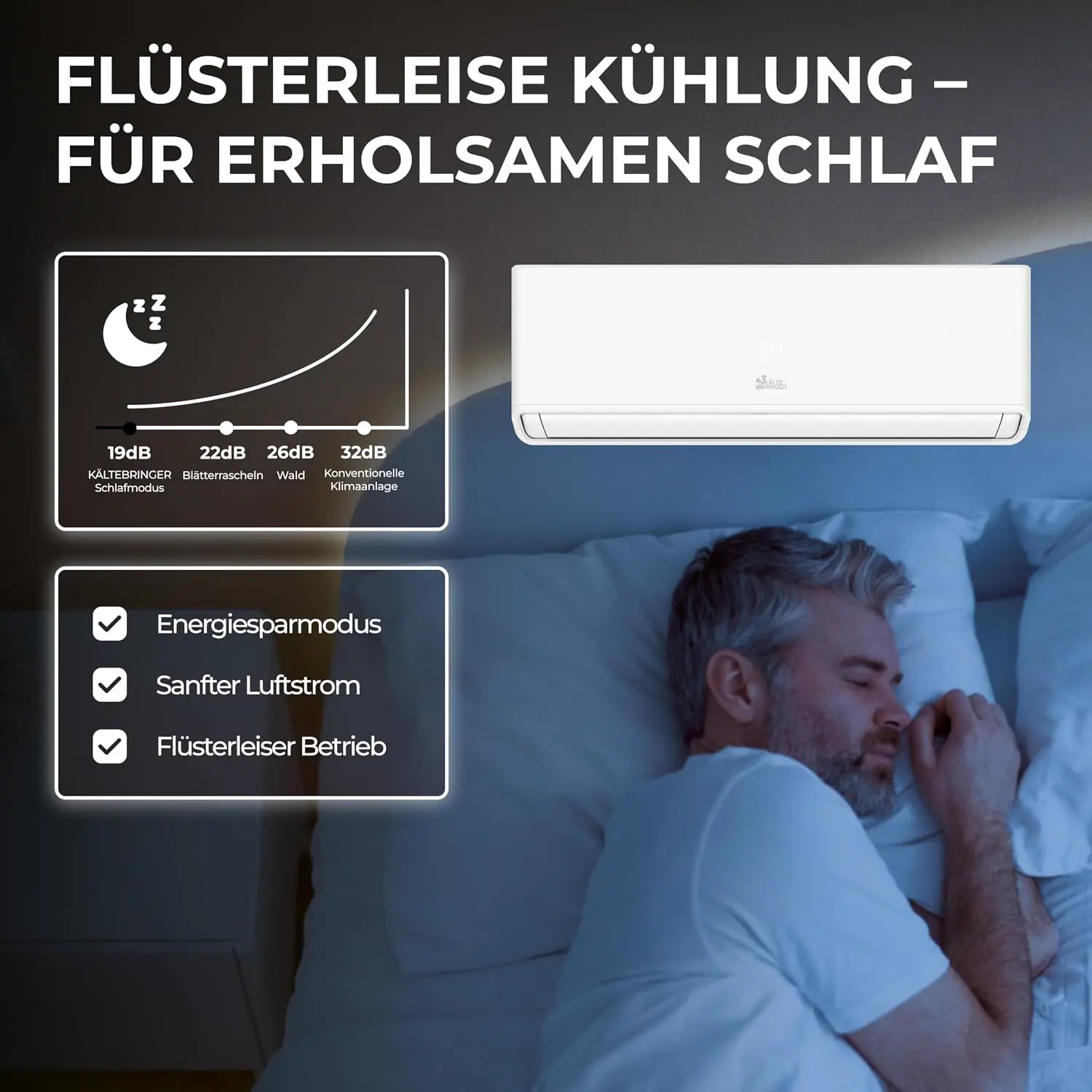 Kältebringer® Split Klimaanlage 9000 BTU 2,8 kW R290 Kältemittel | Ohne F-Gas - A+++ Klimagerät bis 45 m² - Heizfunktion, WiFi und App, sehr leise, mit 5 m Kupferleitung und Bodenkonsole vue 7