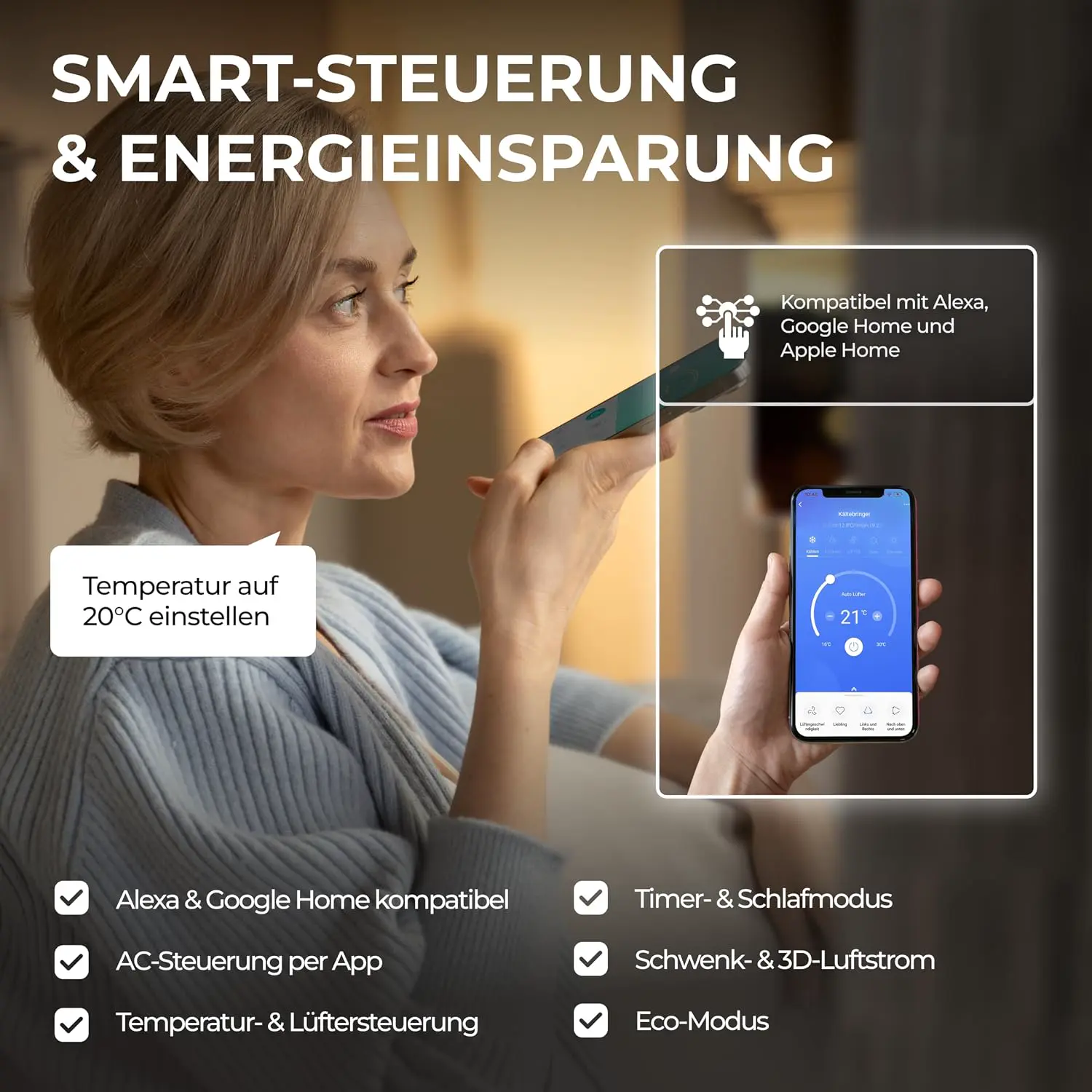 Kältebringer® Split Klimaanlage 9000 BTU 2,8 kW R290 Kältemittel | Ohne F-Gas - A+++ Klimagerät bis 45 m² - Heizfunktion, WiFi und App, sehr leise, mit 5 m Kupferleitung und Bodenkonsole vue 8