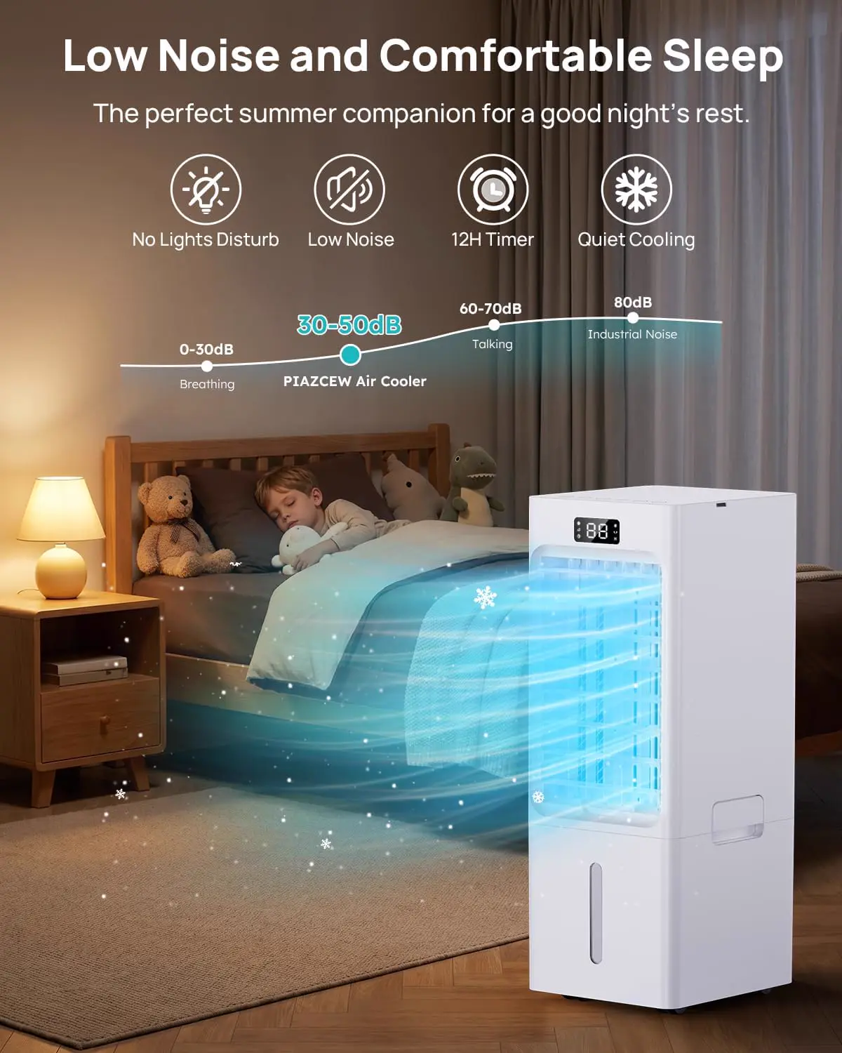 OKYUK Mobiles Klimagerät, 200W Energiesparend, R290 Umweltfreundliches Kältemittel, 3‑in‑1 Klimaanlage, Luftentfeuchter, Ventilator Ventilieren Leise <45 DB, Mit Auspuffrohr (Weiß) vue 4