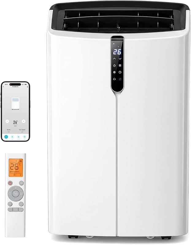 LIFEZEAL Mobile Klimaanlage, Tragbares Klimagerät mit Abluftschlauch, Luft Conditioner mit Kühlung, Heizung, Entfeuchtung, Belüftung und Ventilieren, Fernbedienung/WLAN (14000, BTU)