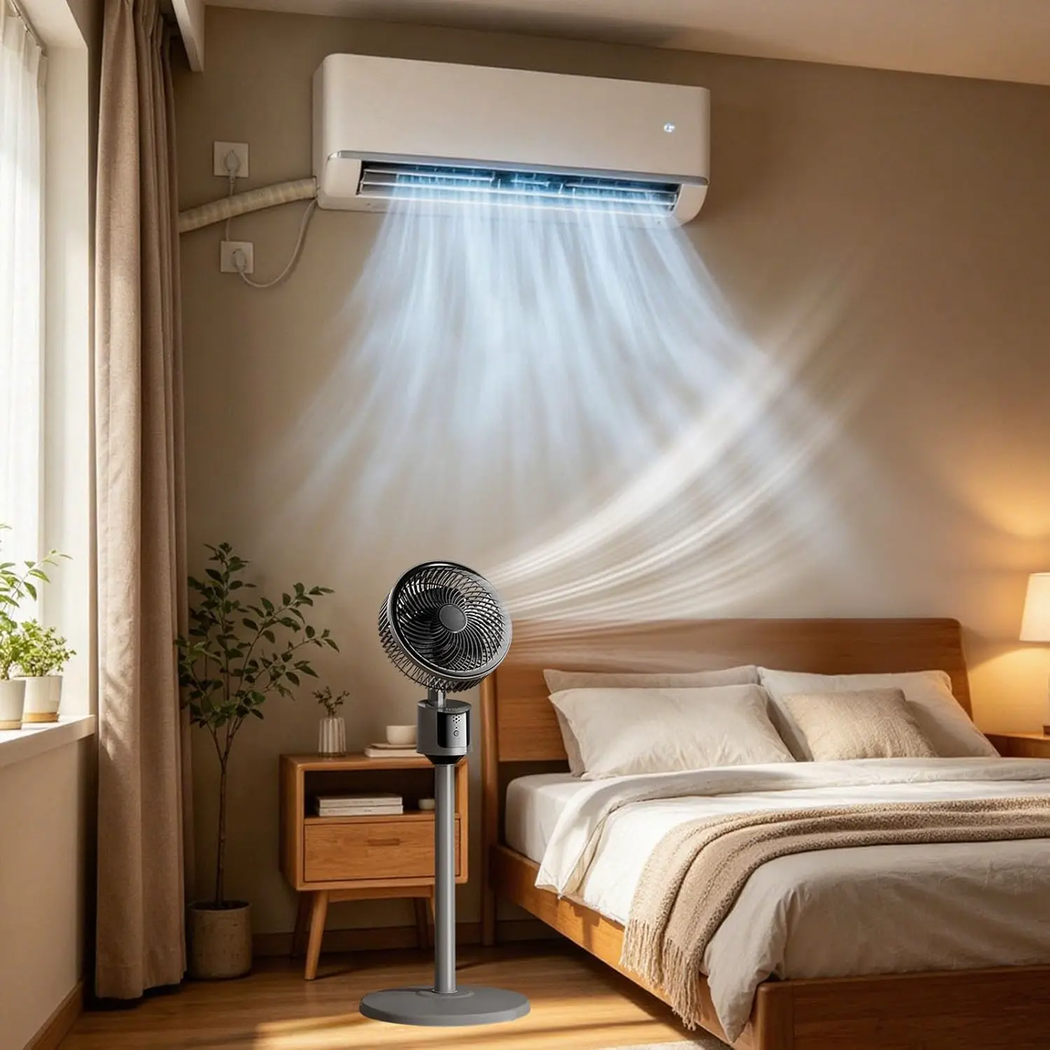 Standventilator, leistungsstark, leise, Kühlung, Luftzirkulation, leiser Standventilator, für Schlafzimmer, Büro, Universität, Wohnheim, Wohnung, Restaurant, Camping vue 7